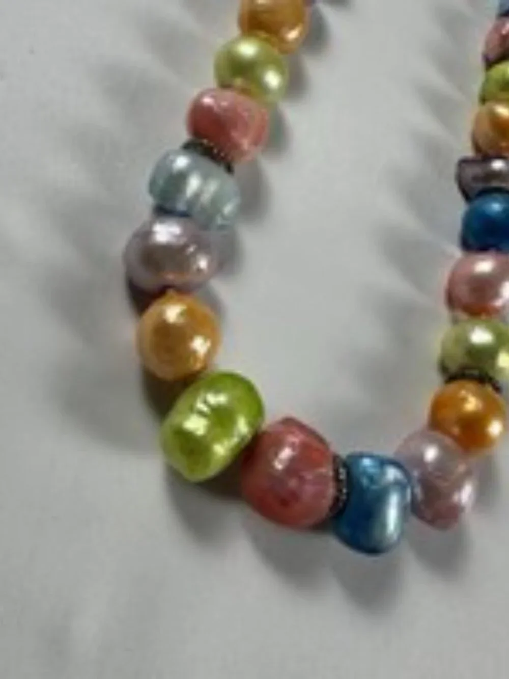 Vintage Multicolor Pearl Necklace Genuine Baroque Freshwater Dyed Magnetic Clasp